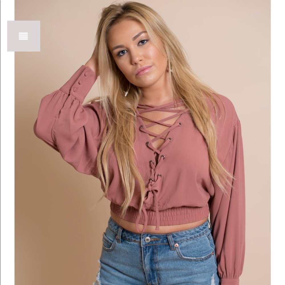 Mauve Lace Up Top